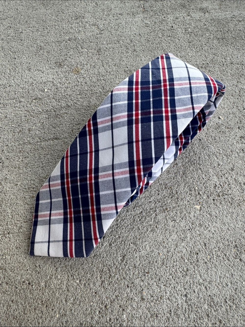J. Crew Navy, Red and White Plaid Men's Narrow Tie